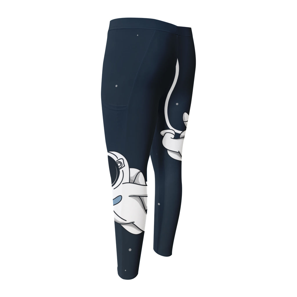 Astronaut Couple In Space Print Men's Compression Pants