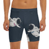 Astronaut Couple In Space Print Men's Long Boxer Briefs