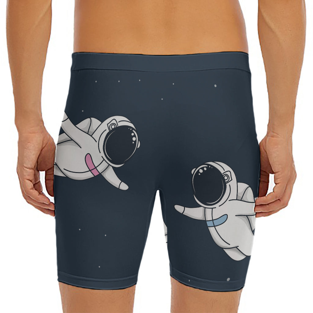 Astronaut Couple In Space Print Men's Long Boxer Briefs