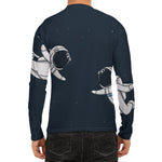 Astronaut Couple In Space Print Men's Long Sleeve Rash Guard
