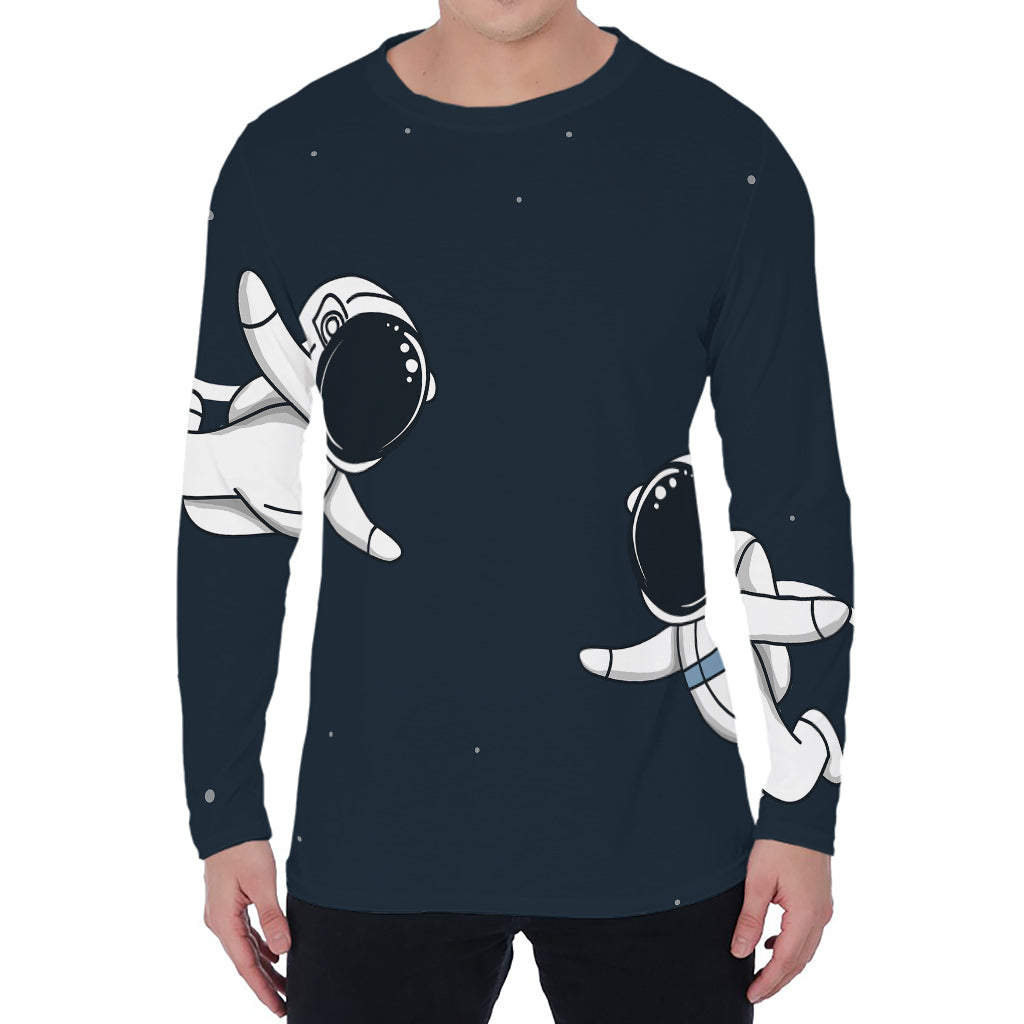 Astronaut Couple In Space Print Men's Long Sleeve T-Shirt