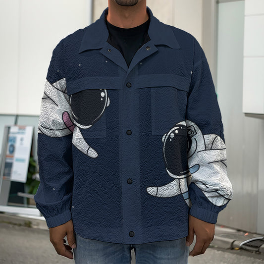 Astronaut Couple In Space Print Men's Shirt Jacket