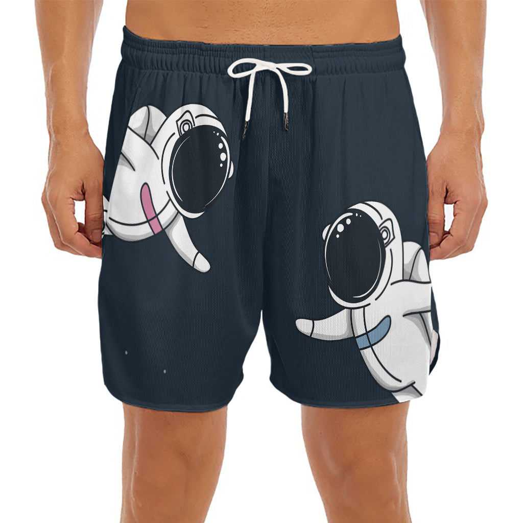 Astronaut Couple In Space Print Men's Split Running Shorts