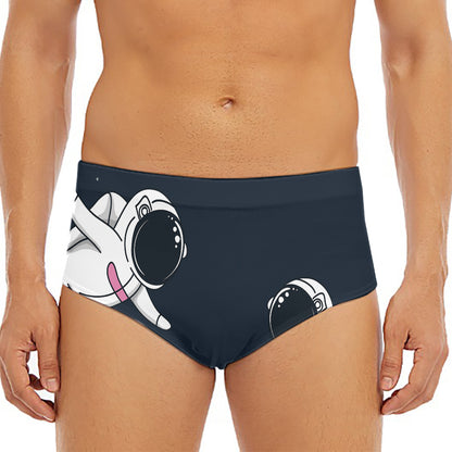 Astronaut Couple In Space Print Men's Triangle Swim Briefs