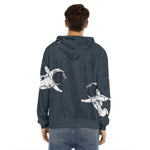 Astronaut Couple In Space Print Men's Velvet Pullover Hoodie