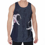 Astronaut Couple In Space Print Men's Velvet Tank Top