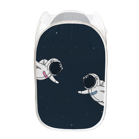 Astronaut Couple In Space Print Mesh Laundry Hamper