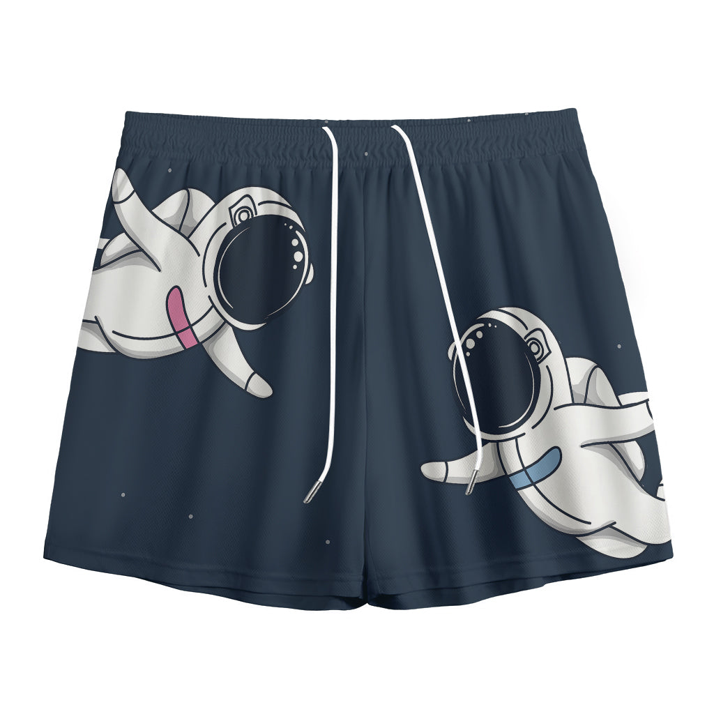 Astronaut Couple In Space Print Mesh Shorts