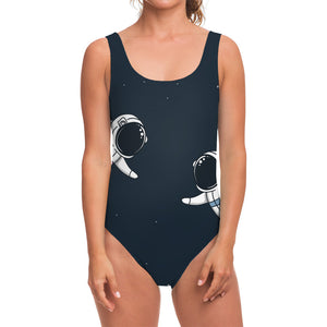 Astronaut Couple In Space Print One Piece Swimsuit