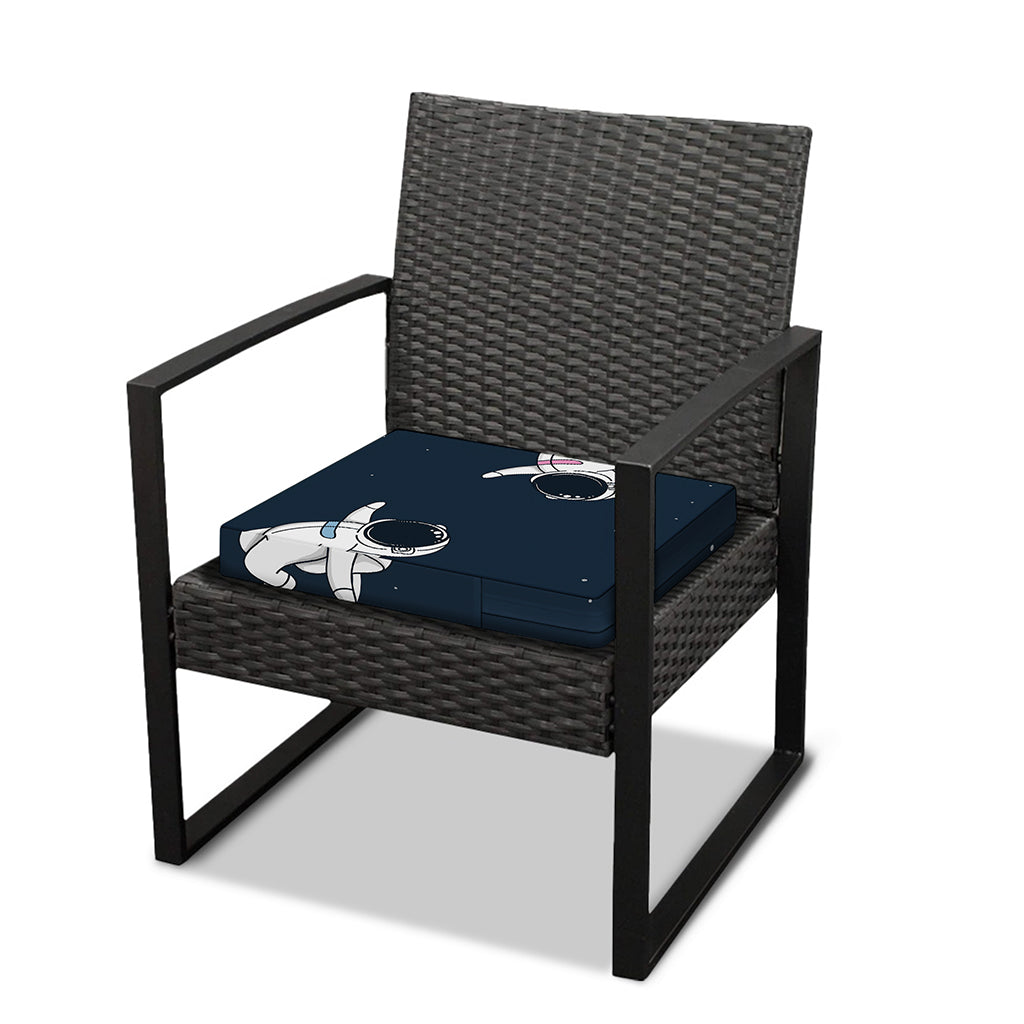 Astronaut Couple In Space Print Outdoor Seat Cushion Cover
