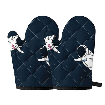 Astronaut Couple In Space Print Oven Mitts