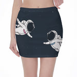 Astronaut Couple In Space Print Pencil Mini Skirt