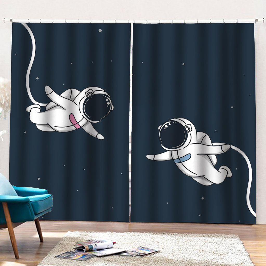 Astronaut Couple In Space Print Pencil Pleat Curtains