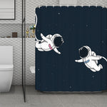 Astronaut Couple In Space Print Polyester Shower Curtain