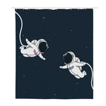 Astronaut Couple In Space Print Polyester Shower Curtain