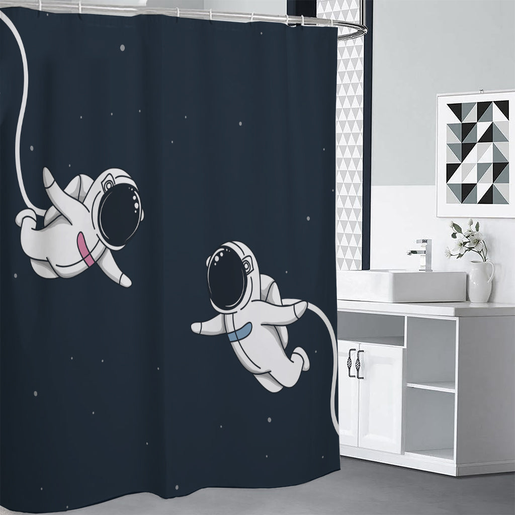 Astronaut Couple In Space Print Premium Shower Curtain