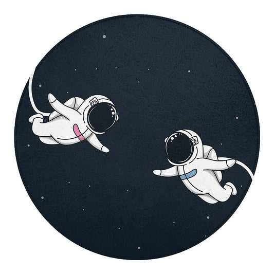 Astronaut Couple In Space Print Round Blanket