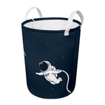 Astronaut Couple In Space Print Round Laundry Basket
