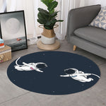 Astronaut Couple In Space Print Round Rug