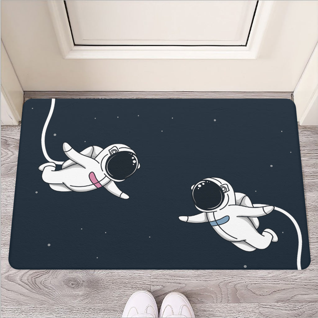 Astronaut Couple In Space Print Rubber Doormat