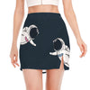 Astronaut Couple In Space Print Side Slit Mini Skirt