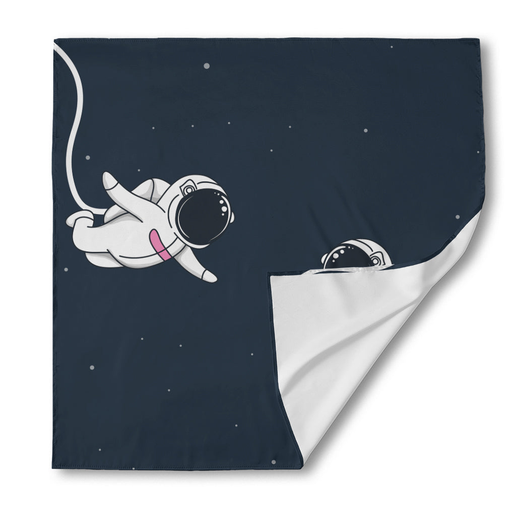 Astronaut Couple In Space Print Silk Bandana