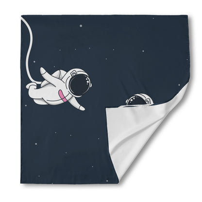 Astronaut Couple In Space Print Silk Bandana