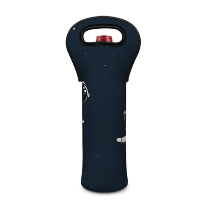 Astronaut Couple In Space Print Single Neoprene Wine Tote