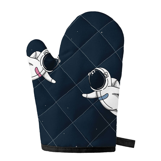 Astronaut Couple In Space Print Single Oven Mitt
