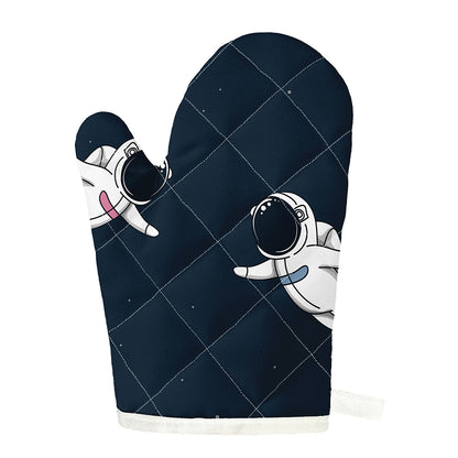 Astronaut Couple In Space Print Single Oven Mitt