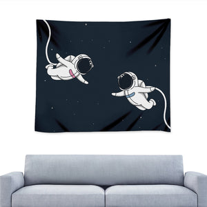 Astronaut Couple In Space Print Tapestry