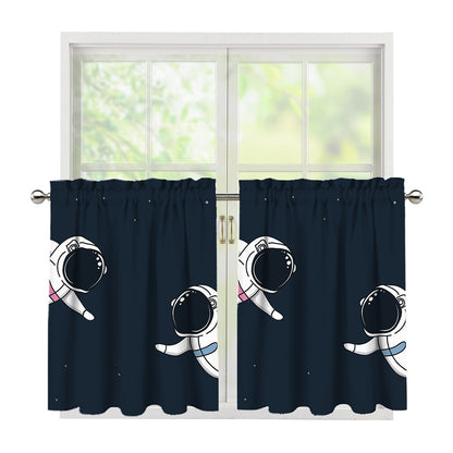 Astronaut Couple In Space Print Tier Curtains