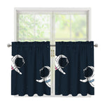 Astronaut Couple In Space Print Tier Curtains
