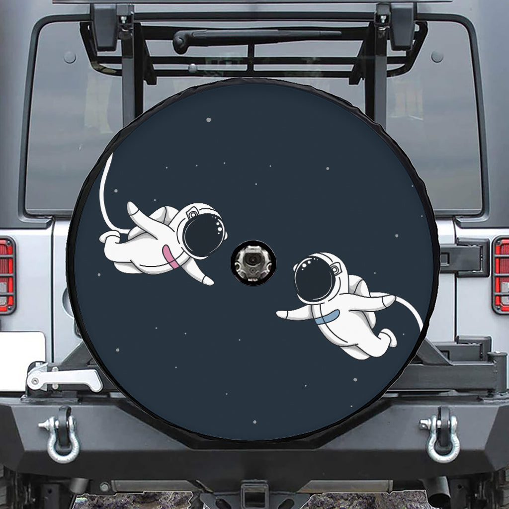 Astronaut Couple In Space Print Tire Cover With Camera Hole