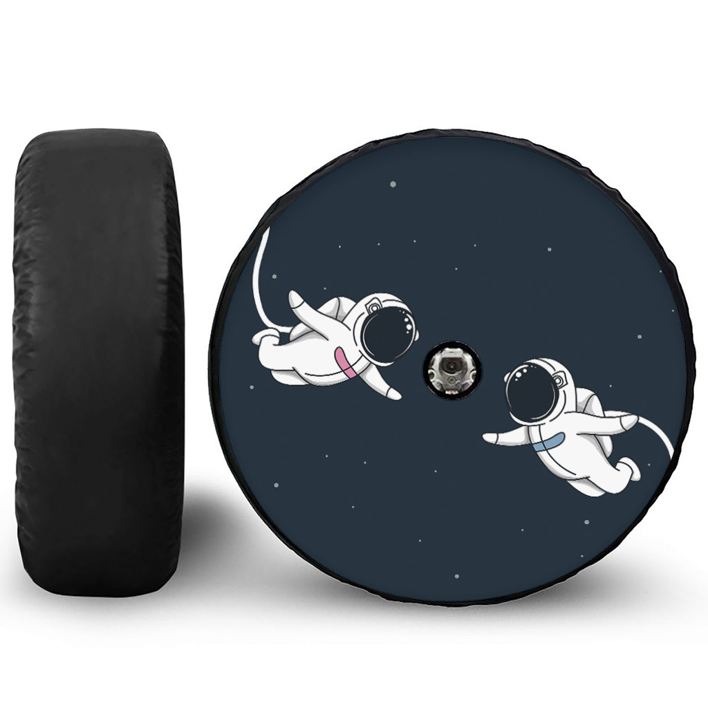 Astronaut Couple In Space Print Tire Cover With Camera Hole