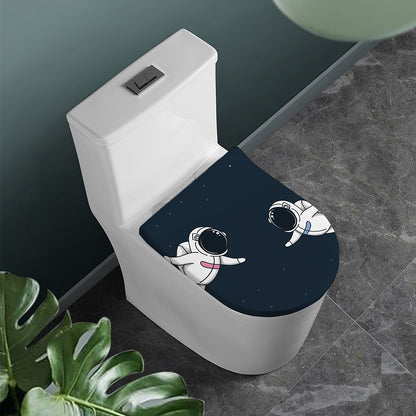 Astronaut Couple In Space Print Toilet Lid Cover