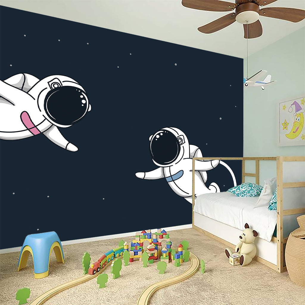 Astronaut Couple In Space Print Wall Sticker