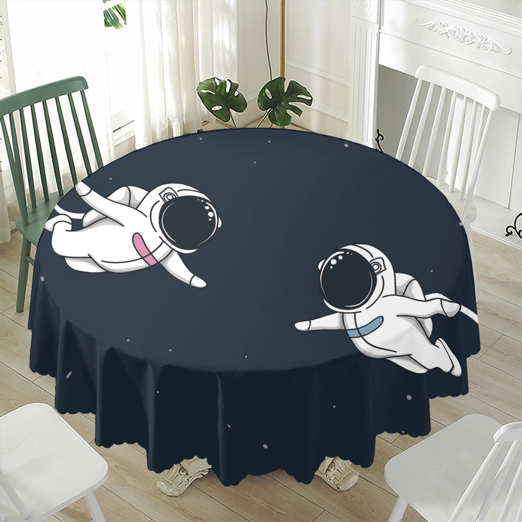 Astronaut Couple In Space Print Waterproof Round Tablecloth