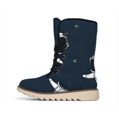 Astronaut Couple In Space Print Winter Boots