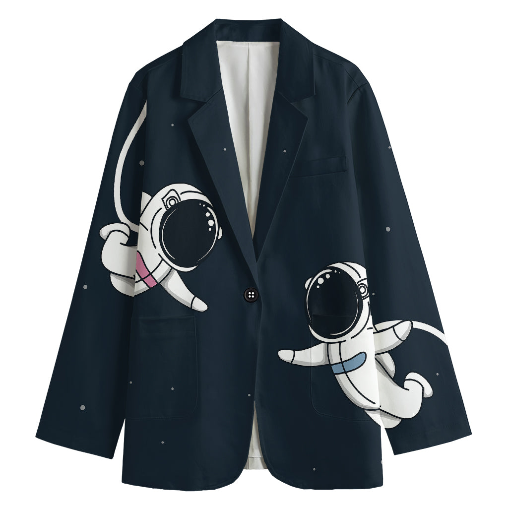 Astronaut Couple In Space Print Women's Blazer