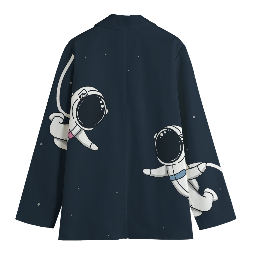 Astronaut Couple In Space Print Women's Blazer