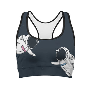 Astronaut Couple In Space Print Women's Sports Bra