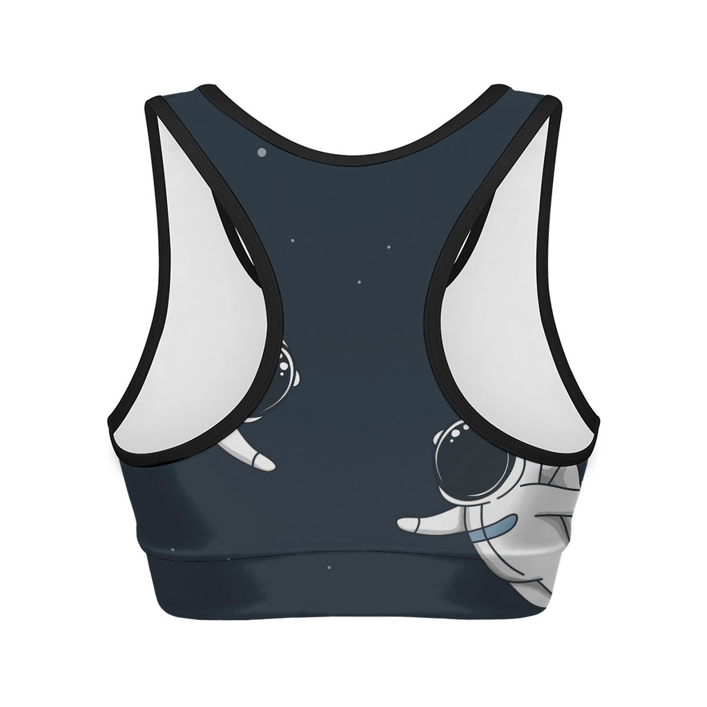 Astronaut Couple In Space Print Women's Sports Bra