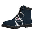 Astronaut Couple In Space Print Padded Collar Lace Up Boots