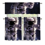 Astronaut Floating In Outer Space Print 3 Piece Kitchen Curtains