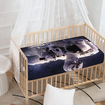 Astronaut Floating In Outer Space Print Baby Crib Sheet