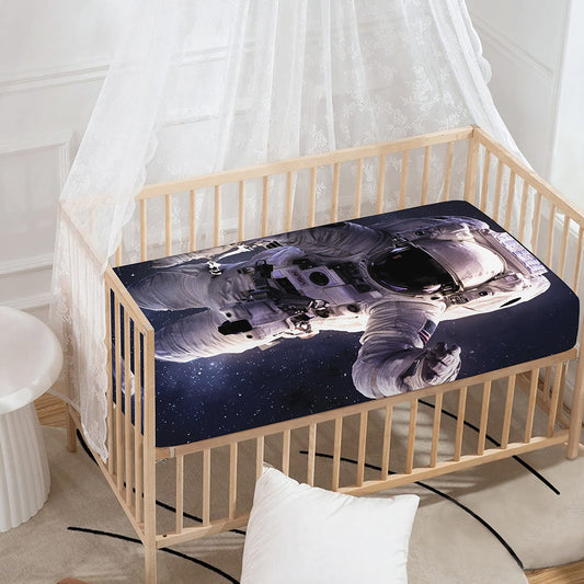 Astronaut Floating In Outer Space Print Baby Crib Sheet