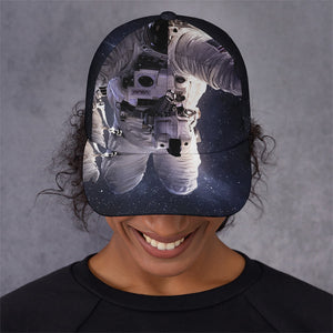 Astronaut Floating In Outer Space Print Baseball Cap