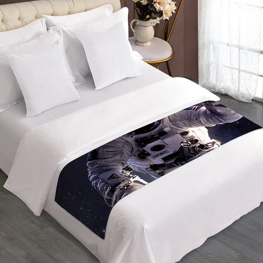 Astronaut Floating In Outer Space Print Bed Runner