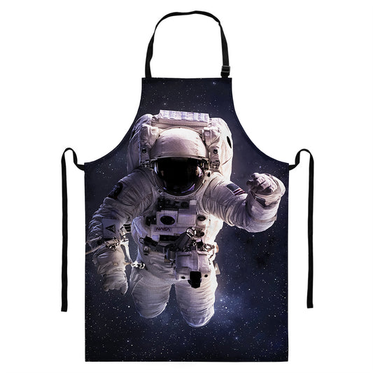 Astronaut Floating In Outer Space Print Bib Apron With Pocket